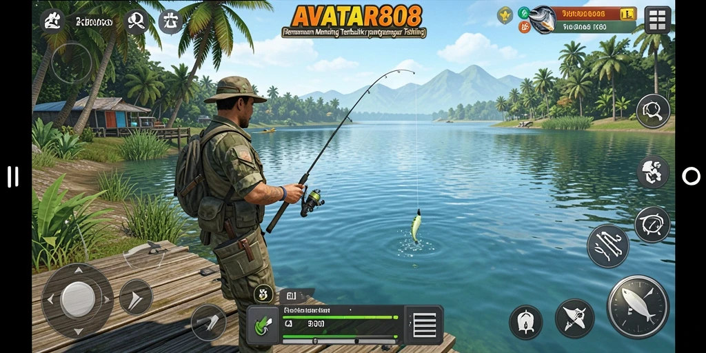 Tampilan gameplay AVATAR808 yang mendebarkan dan penuh aksi memancing.