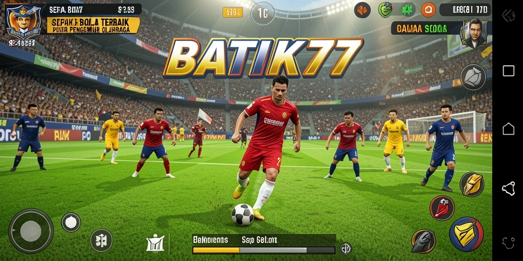 Tampilan gameplay BATIK77 dengan aksi sepak bola yang menegangkan.