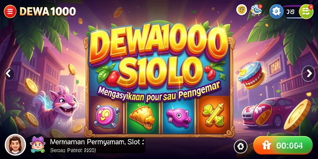Tampilan gameplay Slot DEWA1000 yang mendebarkan dan penuh warna.