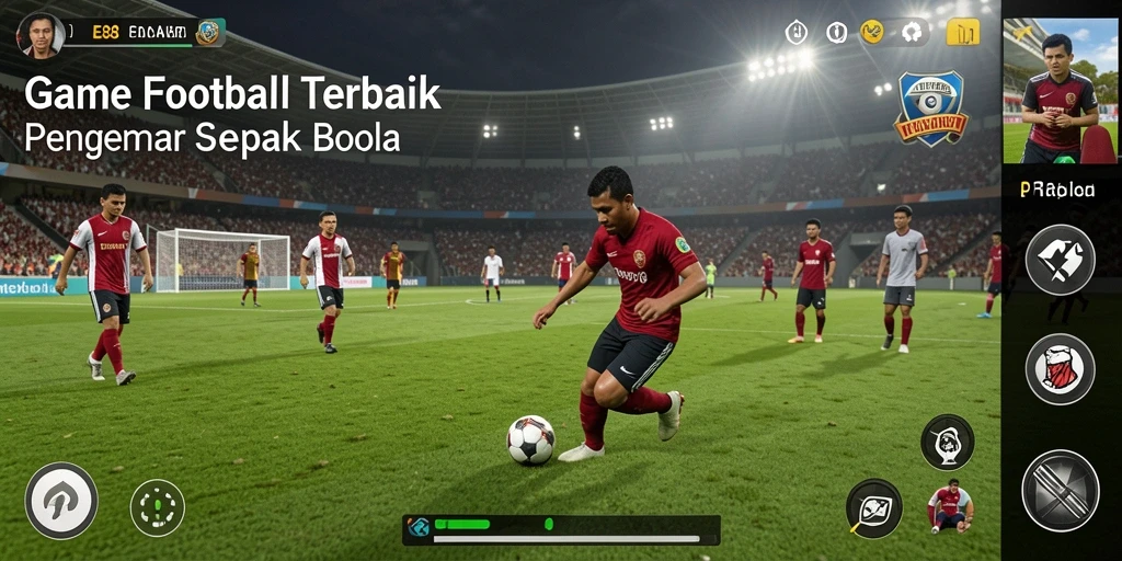Screenshot gameplay E88 menampilkan aksi seru di lapangan sepak bola.