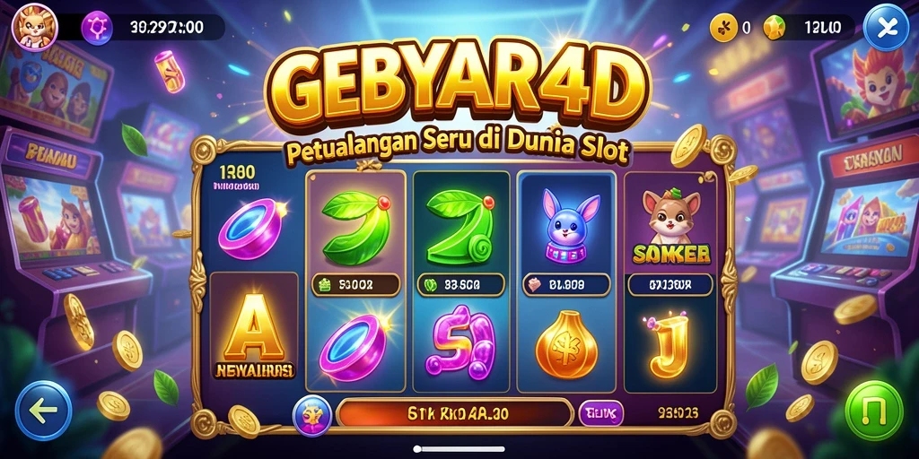 Tampilan gameplay seru GEBYAR4D dengan gulungan yang berputar.
