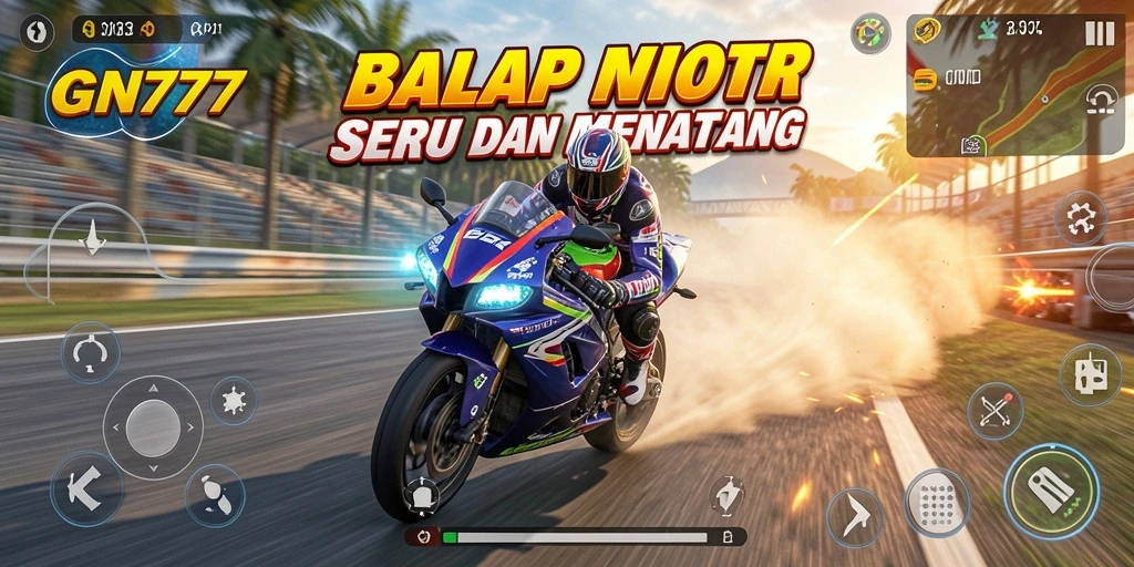 Screenshot gameplay GN777 yang menampilkan aksi balapan motor yang seru.