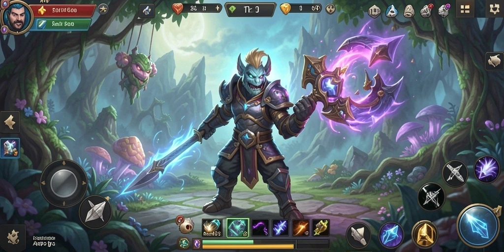 Tampilan gameplay epik dalam dunia fantasi ARPG.