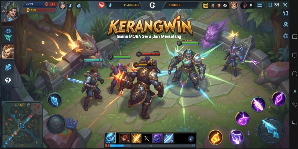 Tampilan gameplay KERANGWIN yang mendebarkan di arena MOBA.