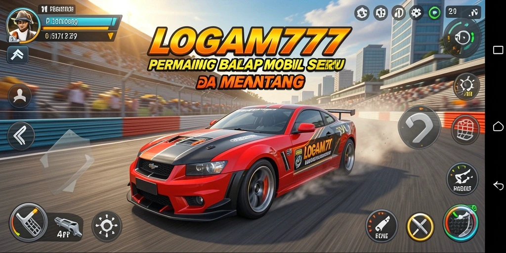 Tampilan layar gameplay LOGAM777 saat balapan penuh aksi.