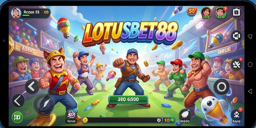 Screenshot LOTUSBET88 menampilkan aksi permainan Arcade yang penuh warna.