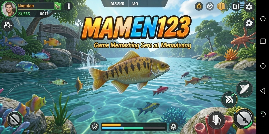 Tampilan gameplay MAMEN123 yang menampilkan aksi memancing seru.