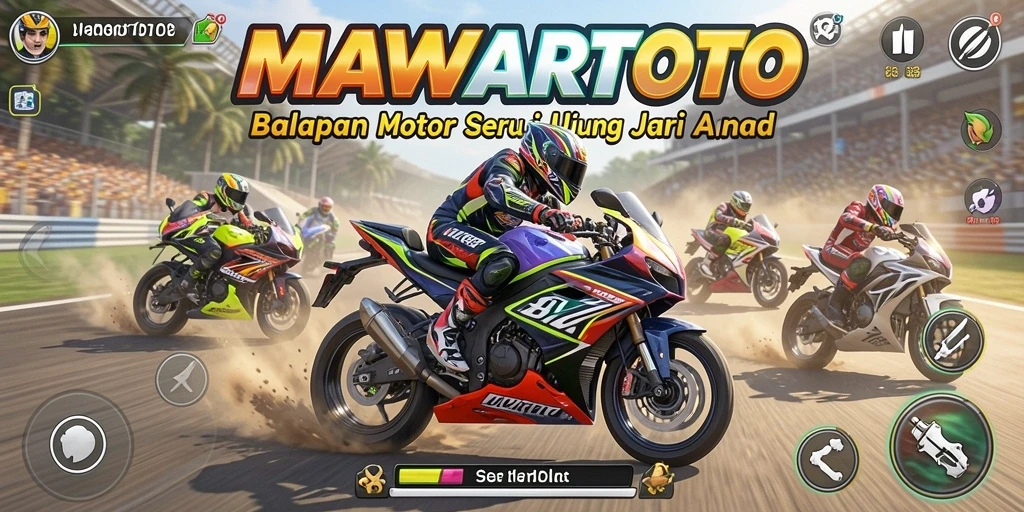 Tampilan gameplay seru dari balapan motor dalam MAWARTOTO.