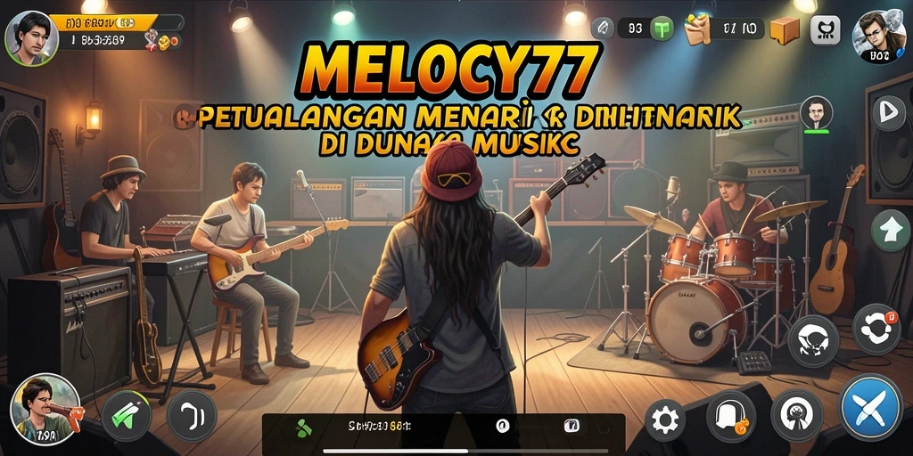 Screenshot MELODY77 menampilkan karakter dalam petualangan musik yang menarik.