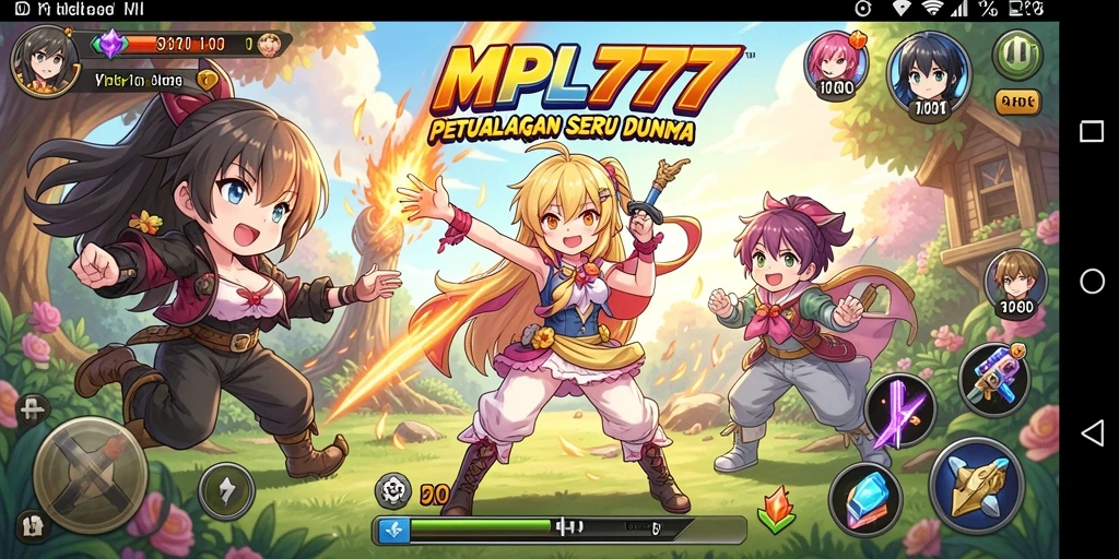 Screenshot tampilan gameplay seru dari MPL777 dengan karakter anime.