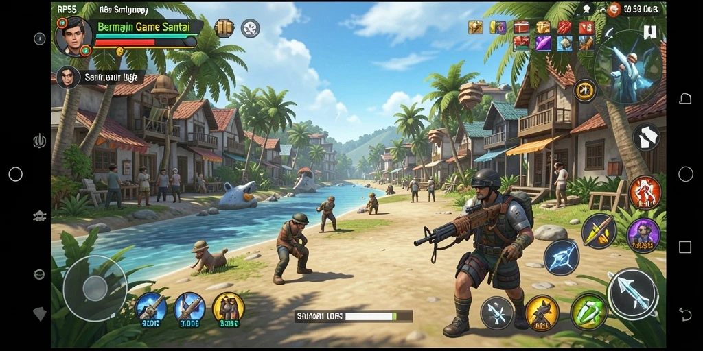 Screenshot gameplay RP55 yang menggambarkan suasana permainan santai.