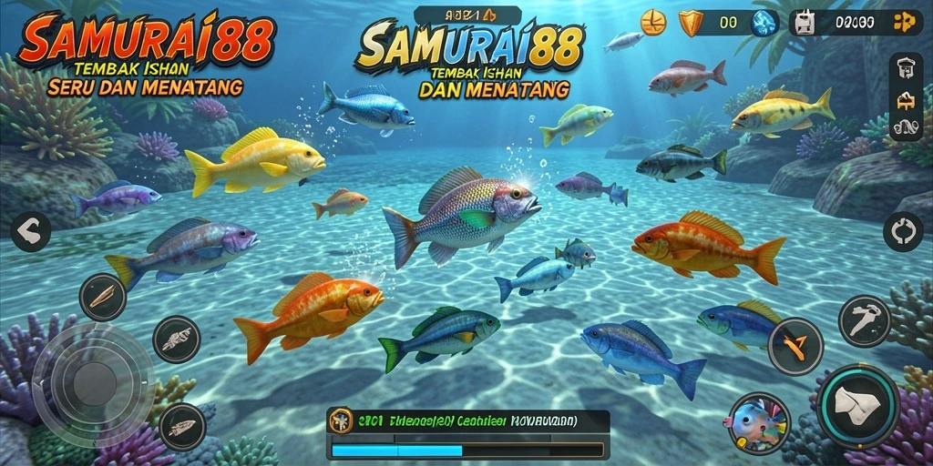 Tampilan gameplay menarik dari SAMURAI88 dengan aksi tembak ikan seru.