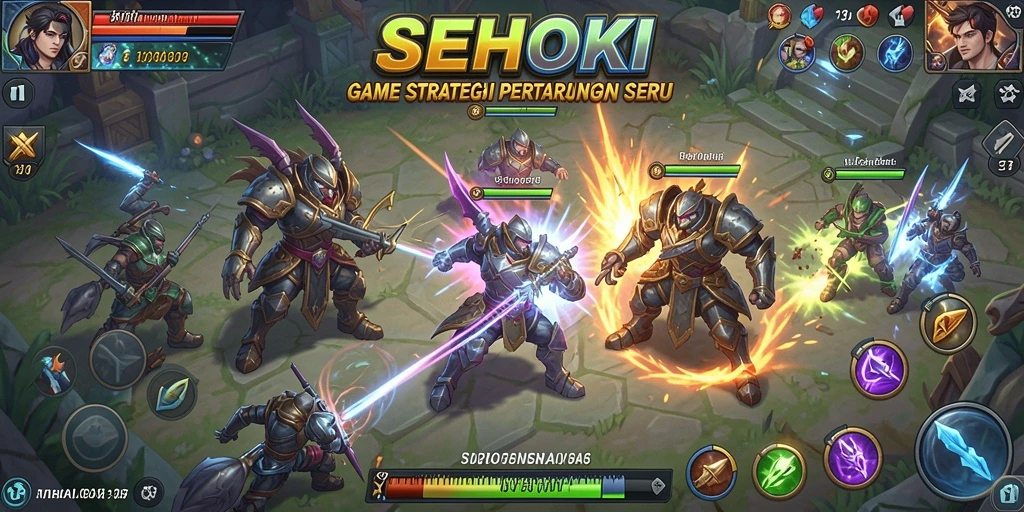 Tampilan gameplay SEHOKI dengan pertempuran strategis yang seru.