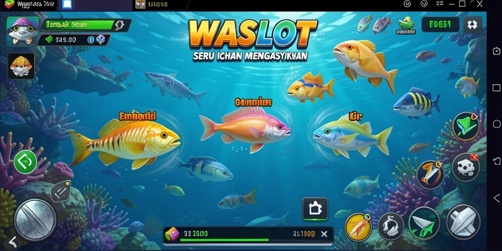 Screenshot gameplay WASLOT menampilkan aksi menangkap ikan yang seru.
