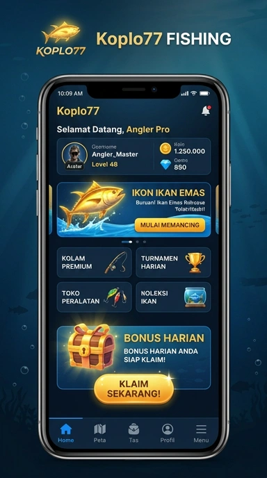 Tampilan beranda aplikasi koplo77 yang menarik.